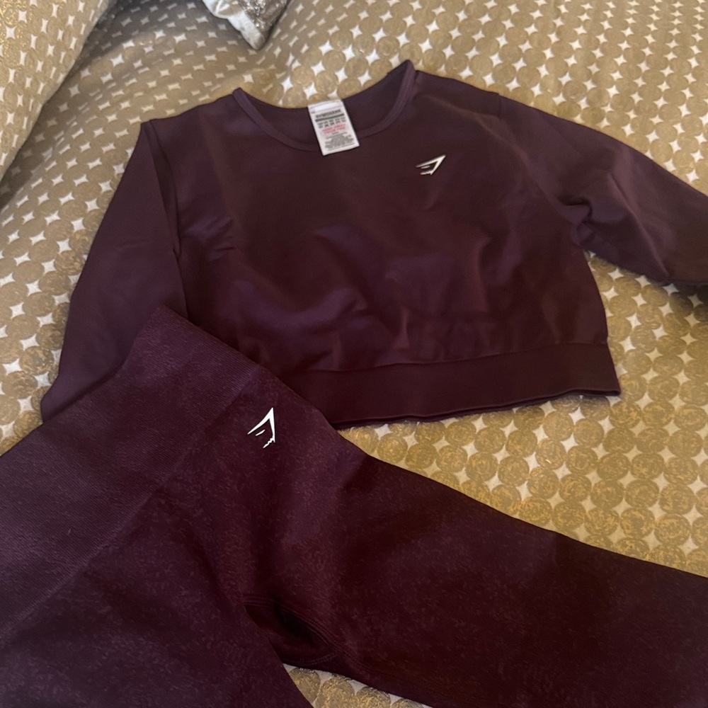 Gymshark Burgundy Ankle Pants & Cropped Top Set